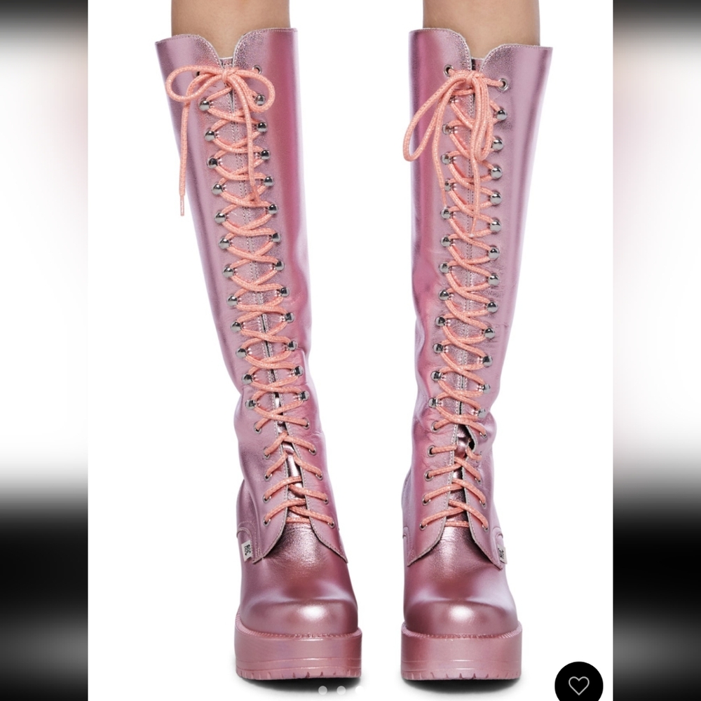 ROC Australia Lash Knee High Metallic Pink Boots